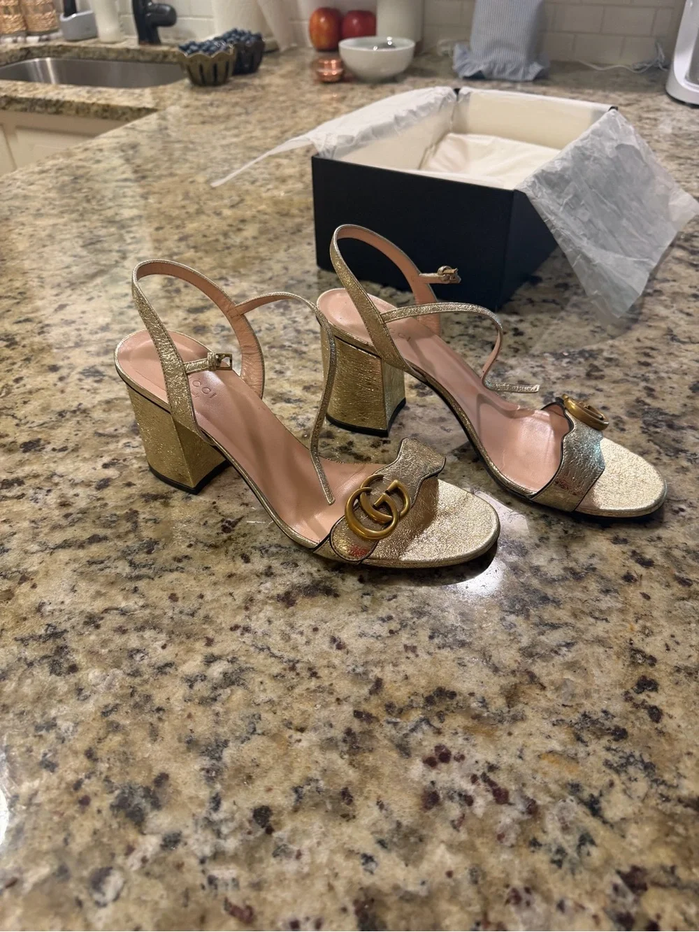 Gucci Marmot Block Heel Sandals